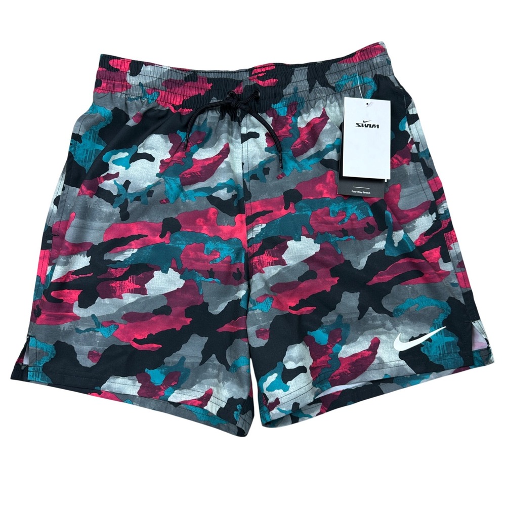 Nike Men’s Camouflage Swim Trunks — Pink, Teal, Gray, Black